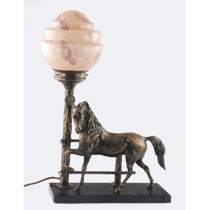 Lampa gabinetowa, elektryczna, z figurą konia