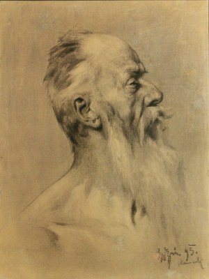 Michał GORSTKIN WYWIÓRSKI (1861-1926) ?, Głowa starego mężczyzny, 1893
