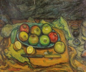 Sam OSTROWSKY (1886- ?), Martwa natura z jabłkami