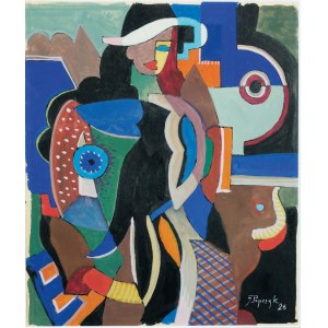 Józef POPCZYK (1890-1971), Kobieta w kapeluszu - studium kubistyczne, 1926