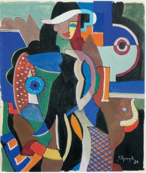 Józef POPCZYK (1890-1971), Kobieta w kapeluszu - studium kubistyczne, 1926