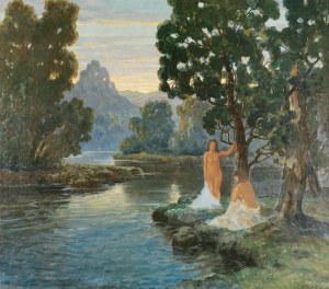 Konstanty MACKIEWICZ (1894-1985), Kąpiące się o zachodzie słońca