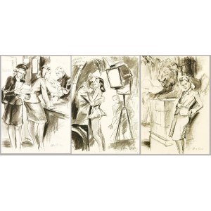 Victor FRIESE (1906-1969), Trzy rysunki ze scenami rodzajowymi