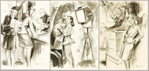 Victor FRIESE (1906-1969), Trzy rysunki ze scenami rodzajowymi