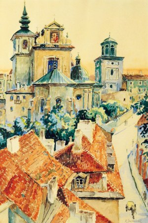 Karol GAJEWSKI (1896-1969), Widok na kościół św. Anny od strony Mariensztatu w Warszawie