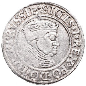 Zygmunt I Stary, Grosz 1534, Toruń - popiersie w czepcu z koroną PRVSSIE/PRVSSIE