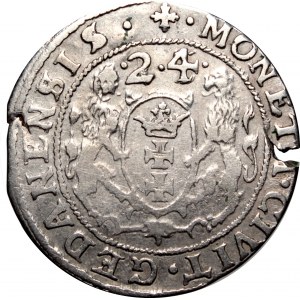 Sigismund III, 1/4 thaler 1624, Danzig - date overstriked