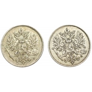 Finland under Russia, Nicholas II, Lot of 2 25 pennia