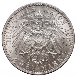 Niemcy, Badenia, Fryderyk I, 2 marki 1902 - 50-lecie panowania