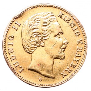 Germany, Bayern, Ludwig II, 5 mark 1877 D