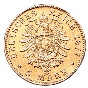 Germany, Bayern, Ludwig II, 5 mark 1877 D