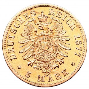 Germany, Preussen, Wilhelm I, 5 mark 1877 B