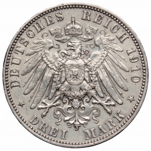 Niemcy, Saksonia, Fryderyk August, 3 marki 1910 E