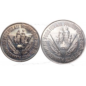 India, Lot 10 and 50 rupee 1974 Food for all, CuNi and silver