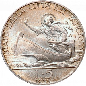 Watykan, Pius XII, 5 lirów 1939
