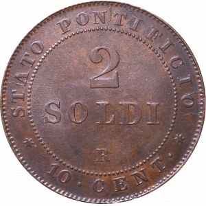 Vatican, Pius IX, 2 soldi = 10 centesimi 1866-R - Anno XXI