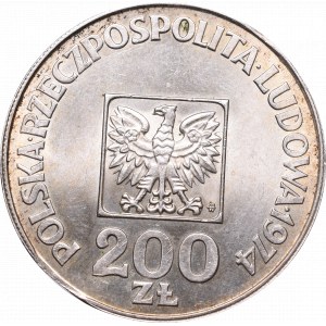 PRL, 200 złotych 1974 XXX Rocznica zwycięstwa - rzadki destrukt