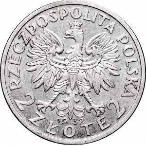 II Rzeczpospolita, 2 złote 1932 Głowa kobiety - efekt lustrzanki