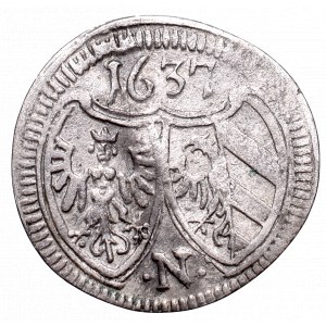 Niemcy, Prusy, Ferydnand III, Halerz 1637 N, Norynberga