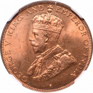 Hong Kong, 1 cent 1933 - NGC MS65 RD