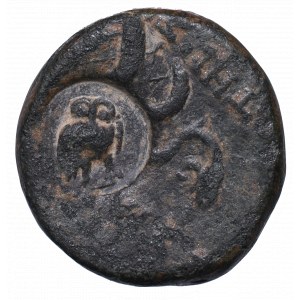 Greece, Pergamon, Ae - countermarked Owl