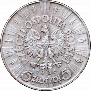 II Republic of Poland, 5 zlotych 1936, Pilsudski