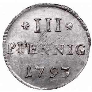 Niemcy, Saksonia, Fryderyk August, 3 fenigi 1793 C