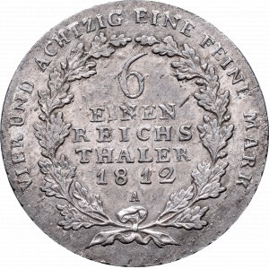 Germany, Prusy, Frederick Wilhelm III, 1/6 thaler 1812 A, Berlin