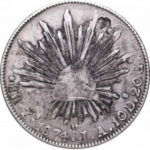 Maxico/China, 8 Reales 1874, Zacatecas - chop mark ink mark
