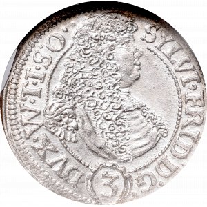 Silesia, Sylvius Friedrich, 3 kreuzer 1675, Duchy of Württemberg-Oels - GCN MS63