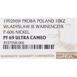 III RP, 10000 zł 1992, Wladislaw III Warneńczyk, trial coin, NGC PF69 ULTRA CAMEO