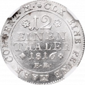 Germany, Hannover, Georg III, 1/12 thaler 1816, NGC MS61