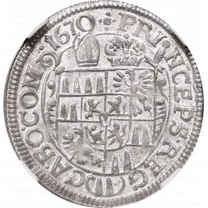 Austria, Karl II von Liechtenstein, 3 kreuzer 1670, Olmutz - NGC MS64