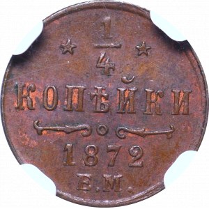 Rosja, Aleksander II, 1/2 kopiejki 1872, Ekaterinburg - NGC MS63 BN