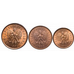 III RP, Set of coins 1, 2, 5 groschen 1992