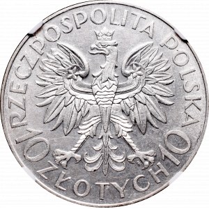II Republic, 10 zlotych 1933, Sobieski - NGC AU58
