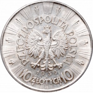 II Republic, 10 zlotych 1939, Pilsudski - PCGS MS63