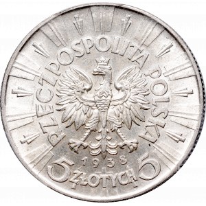 II Republic, 5 zlotych 1938, Pilsudski - PCGS MS62