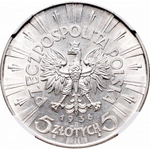 II Republic, 5 zlotych 1936, Pilsudski - NGC MS62