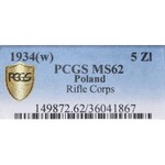 II Rzeczpospolita, 5 złotych 1934 Orzeł Strzelecki - PCGS MS62
