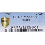 II Rzeczpospolita, 2 grosze 1938 - PCGS MS65 BN