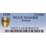 II Rzeczpospolita, 1 grosz 1938 - PCGS MS66 RD