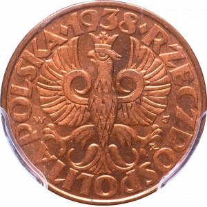 II Rzeczpospolita, 5 groszy 1938 - PCGS MS65 RD