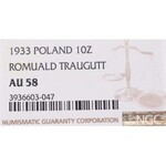 II Republic of Poland, 10 zlotych 1933, Traugutt - NGC AU58