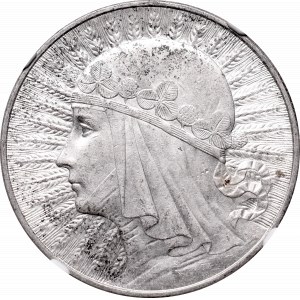 II Rzeczpospolita, 10 złotych 1932 Głowa Kobiety - NGC MS62