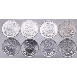 PRL, Set of 8 coins 50 groschen from 1965-1986