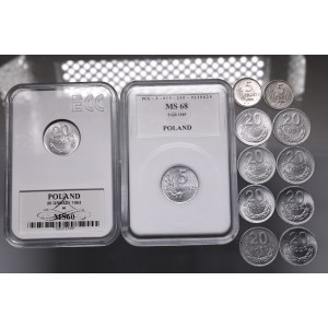 PRL, Set of 12 coins 5 and 20 groschen