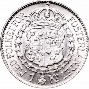 Szwecja, Gustaw V, 1 korona 1937