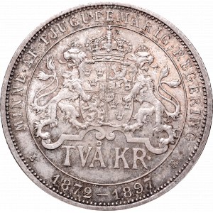 Sweden, Oscar II, 2 krone 1897