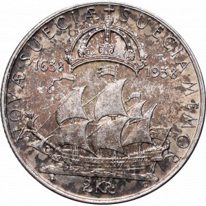 Sweden, Gustaf V, 2 krone, 1938